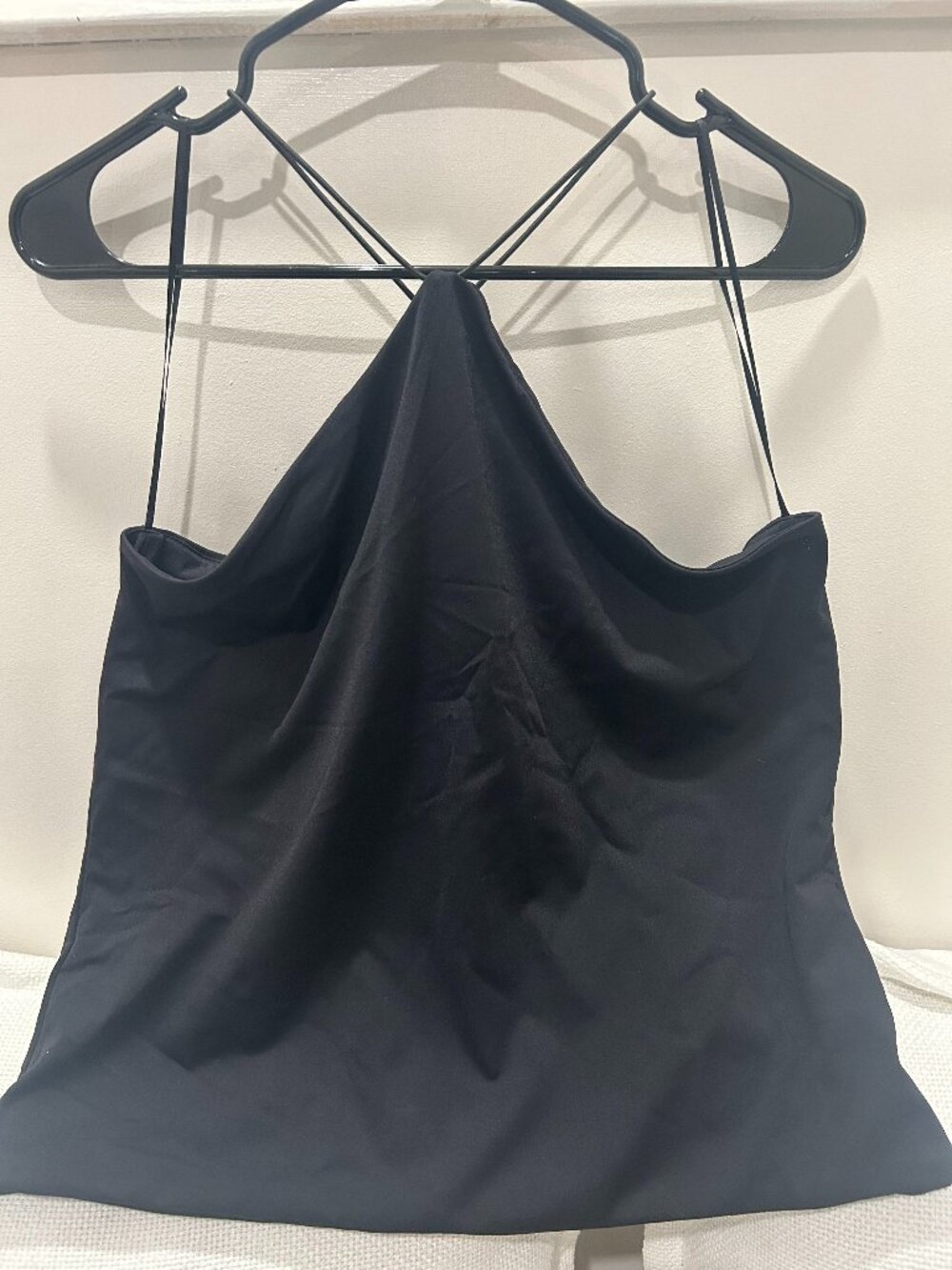 Steve Madden Women's Linnie Halter Knit Tank Top Black Stretch Size L